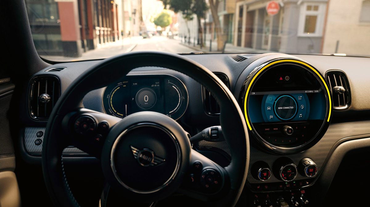 The MINI Cooper SE Countryman PHEV steering wheel. MINI of Morristown in Morristown NJ