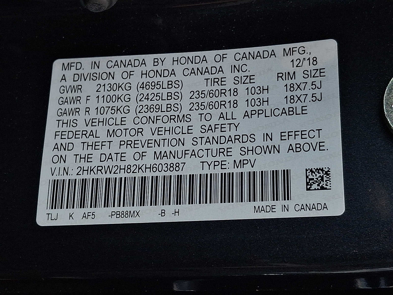 2019 Honda CR-V EX-L AWD