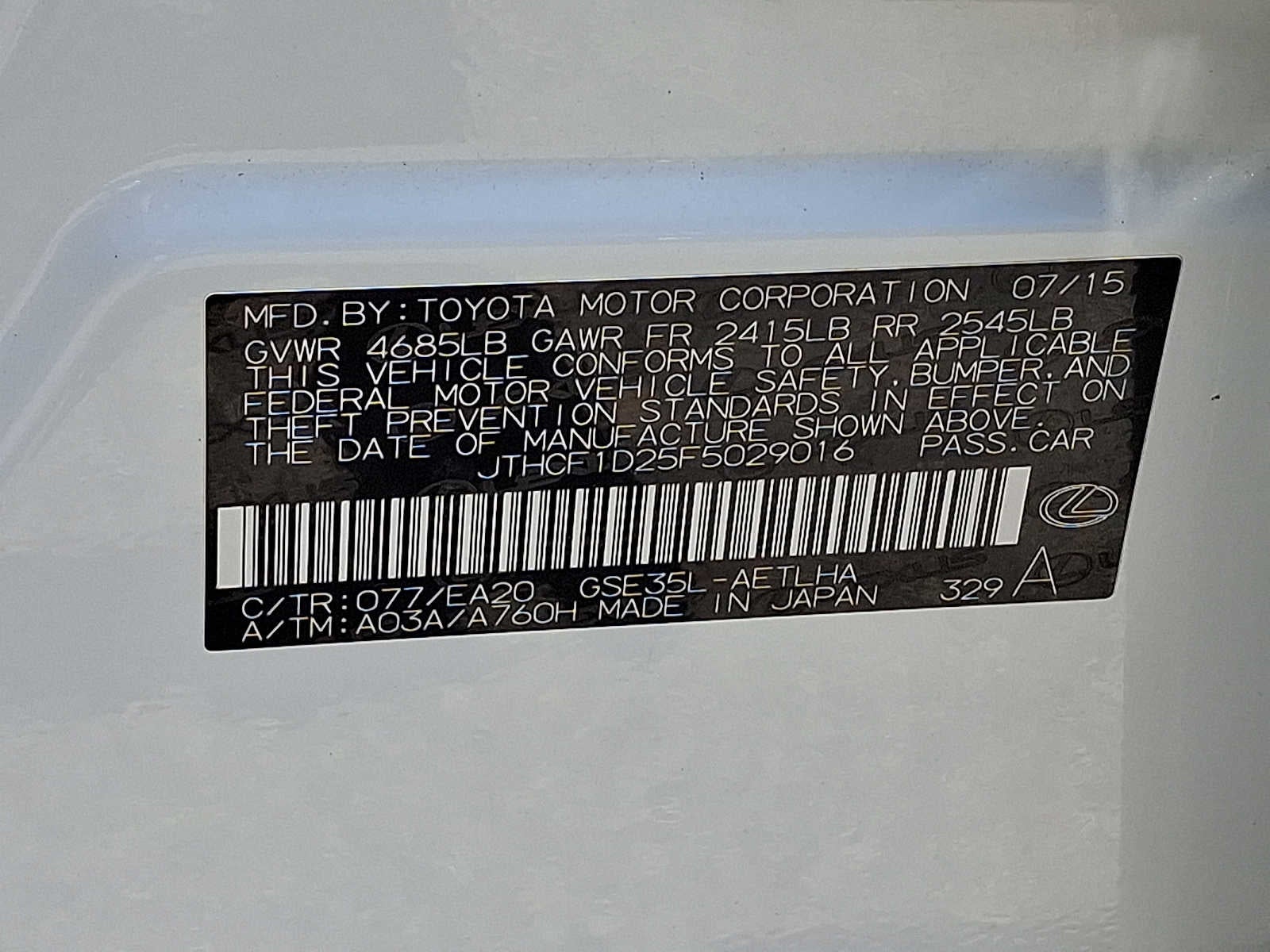 2015 Lexus IS 250 4dr Sport Sdn AWD