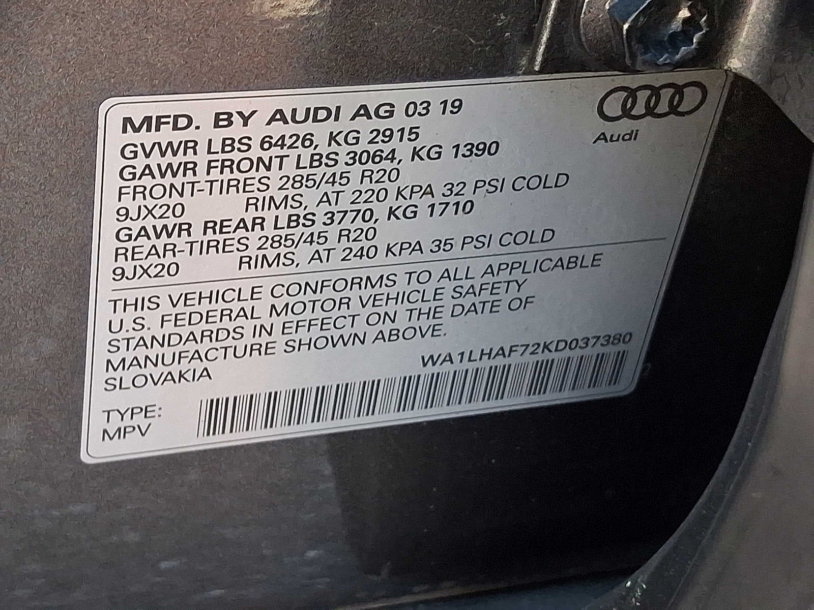 2019 Audi Q7 Premium Plus 45 TFSI quattro