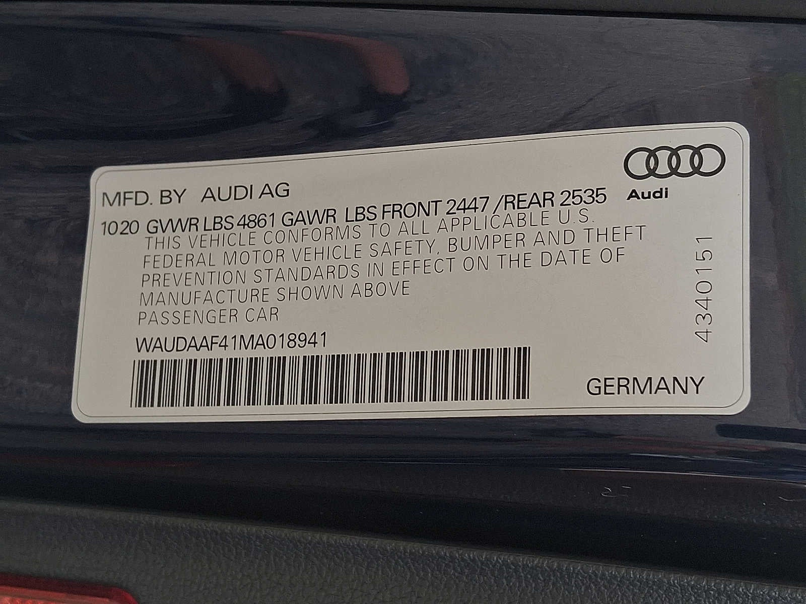 2021 Audi A4 S line Premium 45 TFSI quattro