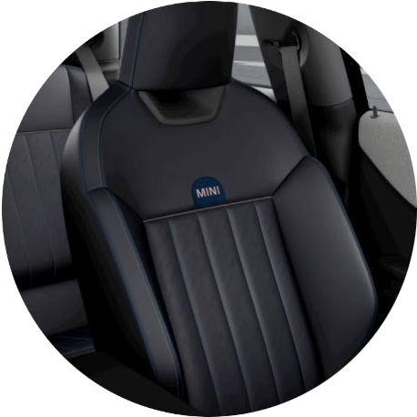 An image of the inside of the Mini Cooper Hardtop 2 Door showcasing the three rear Sports Seats.