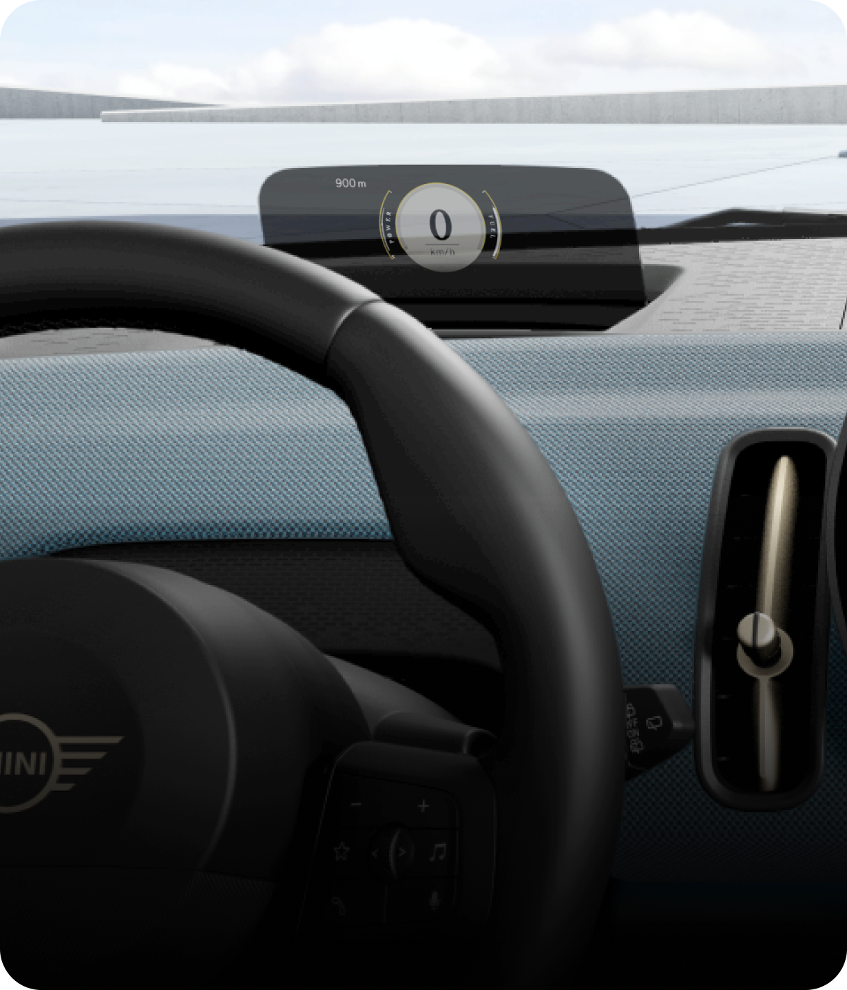 The MINI Head-Up Display of the MINI Countryman SE ALL4.