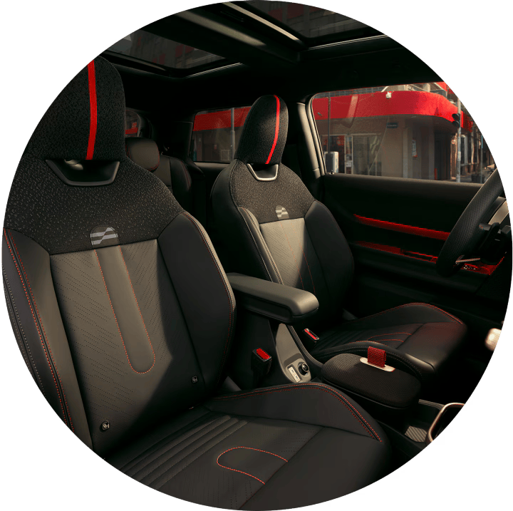 The interior of the MINI JCW 2 Door showing JCW Sports Seats.