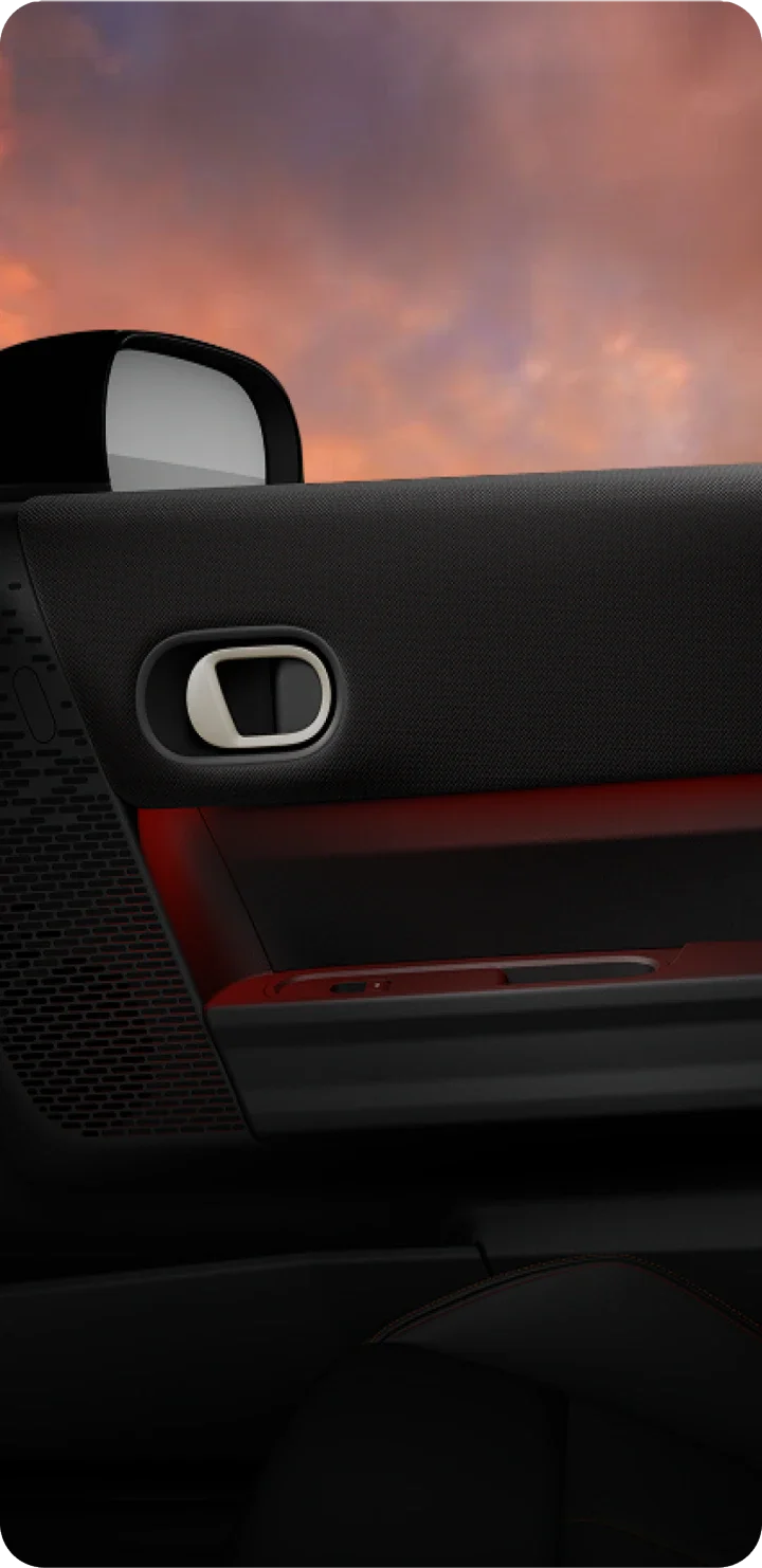 Close-up of the interior door panel.