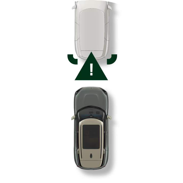 An icon warning a MINI that it’s getting too close to the car in front of it