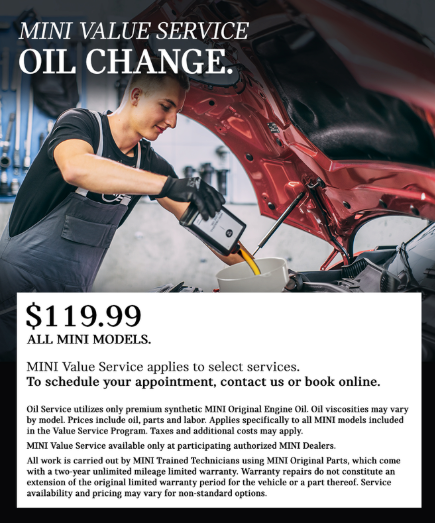 MINI VALUE SERVICE OIL CHANGE.